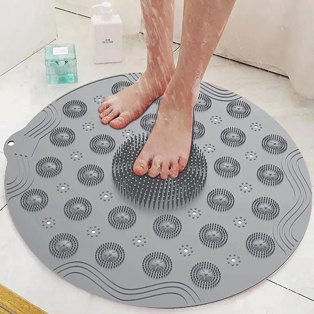 Bathroom Mat- Silicone Non Slip Round Bathroom Mat(Assorted Color)
